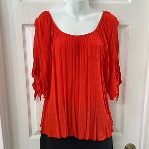 Vibrant Orange Peasant Blouse